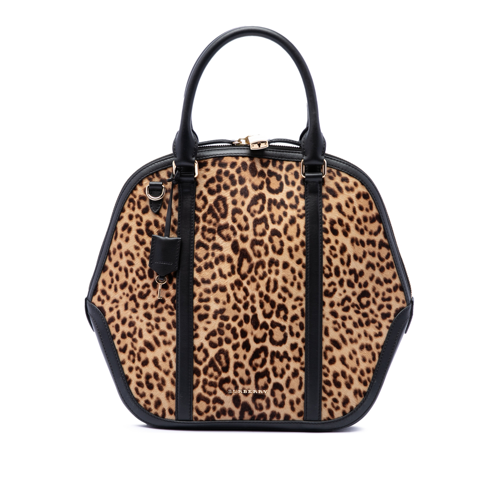Pre-Loved Burberry Large Pony Hair Leopard Print Orchard Bowling Bag